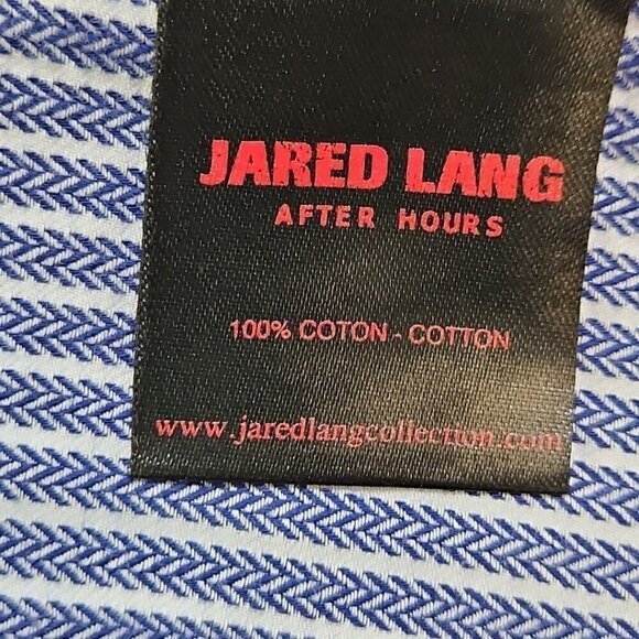 Jared Lang After Hours Shirt Men's XL Blue Cotton Herringbone Slim Fit Button-Up - Picture 7 of 16